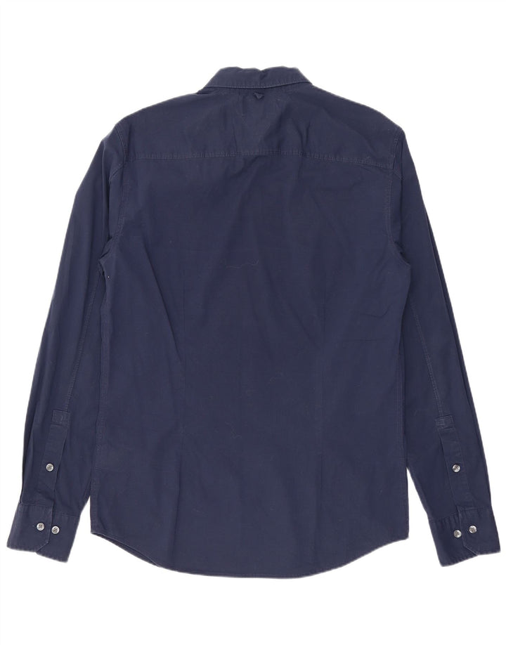 Tommy Hilfiger Herren-Slim-Fit-Hemd aus mittlerer marineblauer Baumwolle