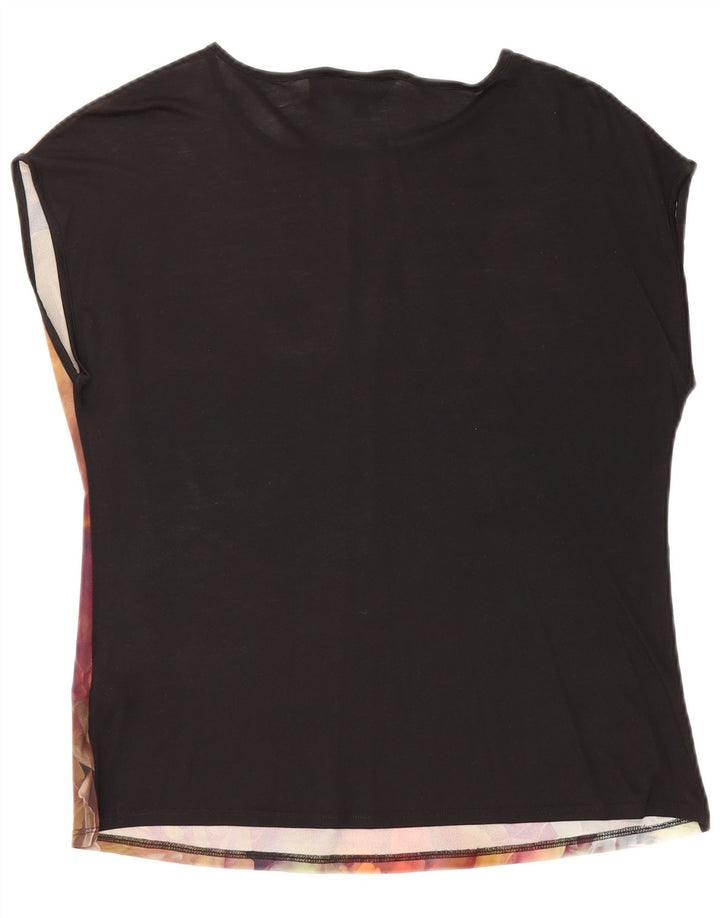 TED BAKER Damen-Bluse in Übergröße, ärmellos, Größe 2, klein, schwarz, geblümt