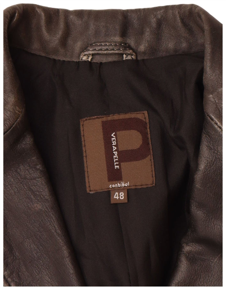 Conbipel Herren 3-Knopf-Lederblazer IT 48 Mittelschwarzes Leder