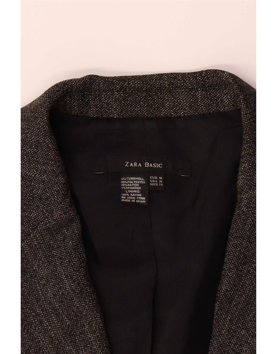 Zara Damen 1-Knopf-Blazerjacke UK 12 Mittelgraues Polyester