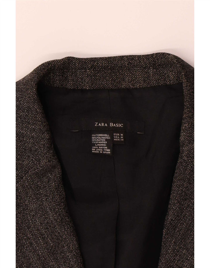 Zara Damen 1-Knopf-Blazerjacke UK 12 Mittelgraues Polyester