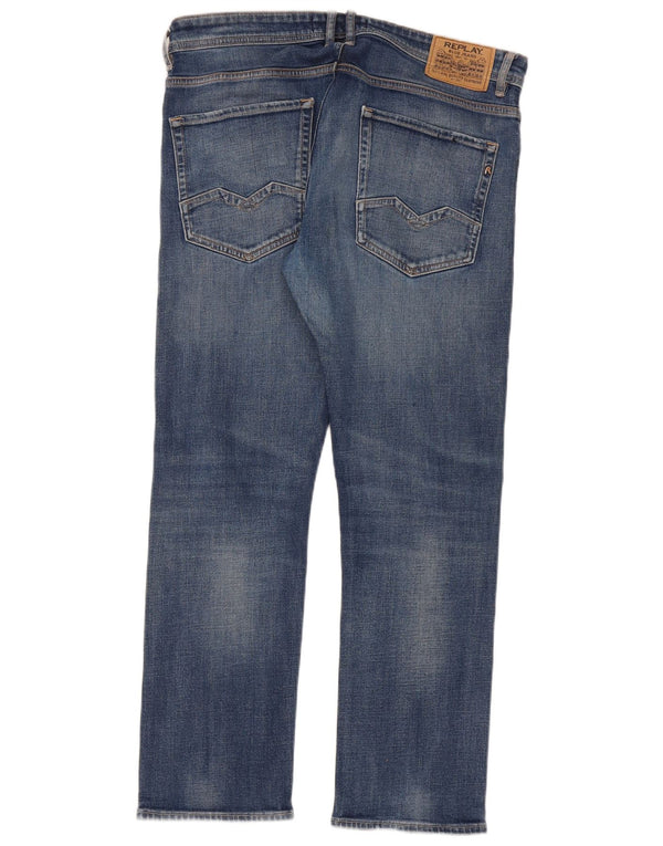 Replay Herren Rocco Straight Jeans W36 L30 Blau