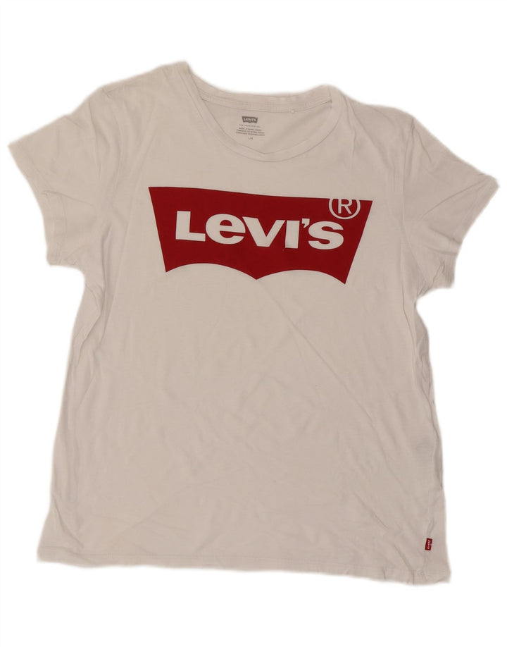 LEVI'S Damen Grafik-T-Shirt-Oberteil UK 16 Large Weiß