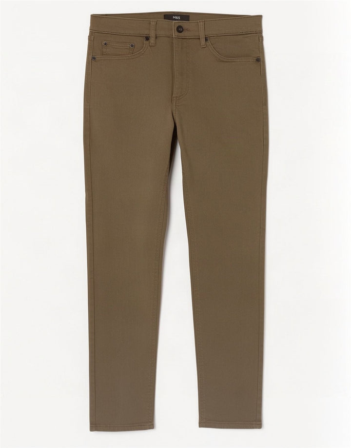 Marks & Spencer Herren Slim Jeans W30 L29 Khaki Baumwolle
