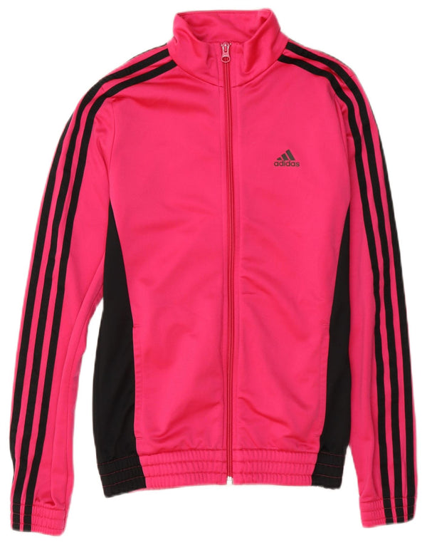 Adidas Mädchen-Trainingsanzug-Top-Jacke, 13–14 Jahre, rosafarbenes Colourblock-Polyester