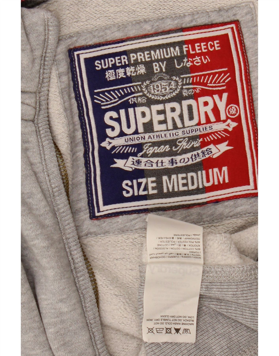 Superdry Damen Graphic Zip Hoodie Pullover UK 14 Mittelgraue Baumwolle
