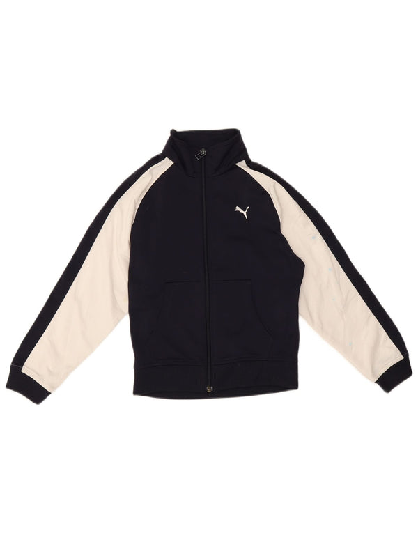 Puma Jungen-Trainingsanzug-Top-Jacke, 7–8 Jahre, Marineblau, Farbblock