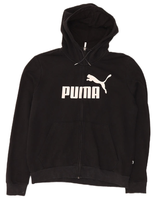 PUMA Damen Graphic Zip Hoodie Pullover UK 18 XL Schwarz Baumwolle