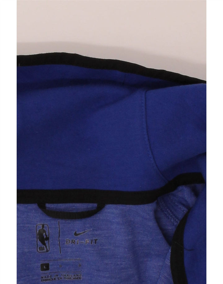 NIKE Womens Knicks Graphic Zip Hoodie Sweater UK 14 Large Blue Polyester