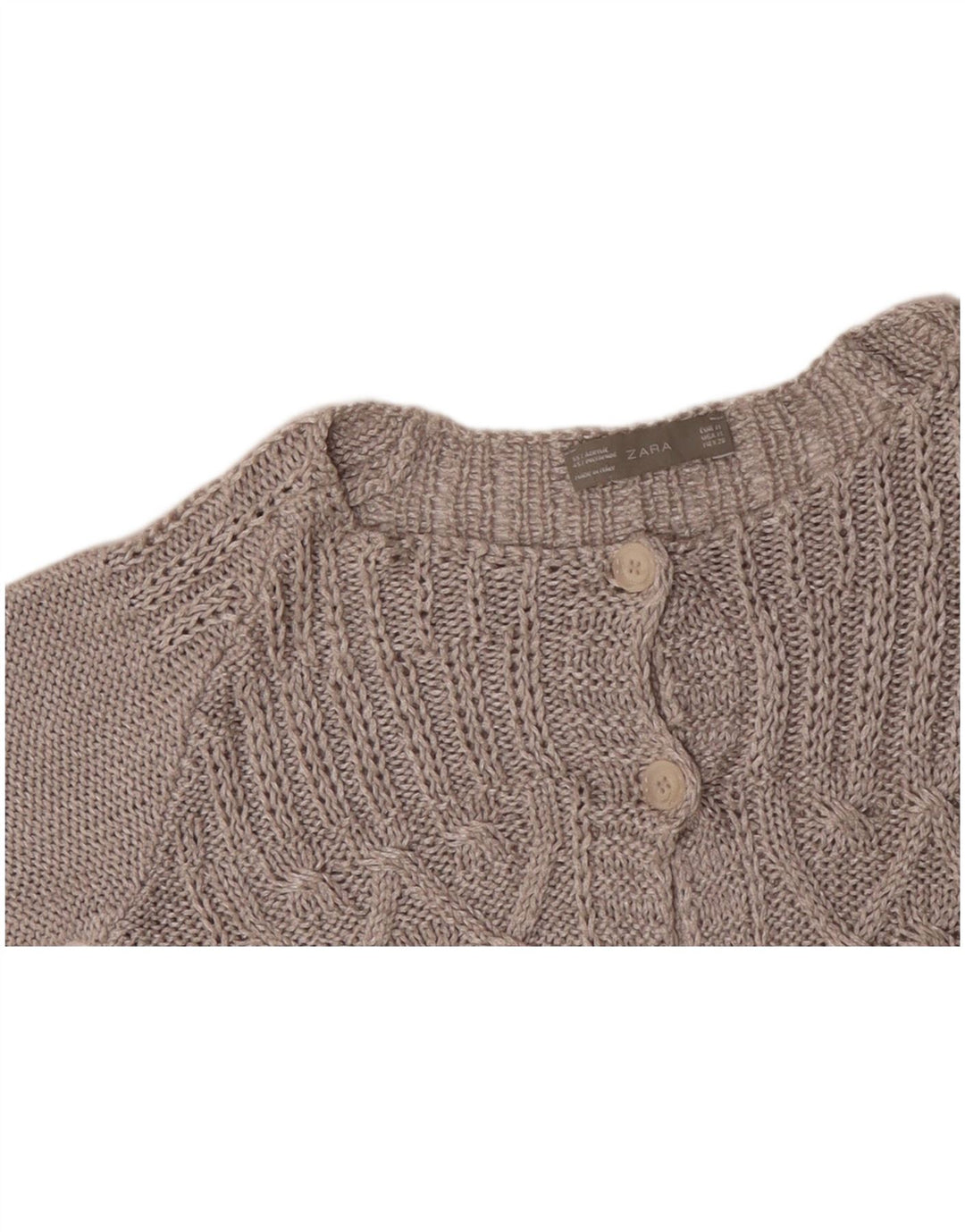 ZARA Damen Strickjacke mit 3/4-Ärmeln, Gr. 12, Mittelgrau