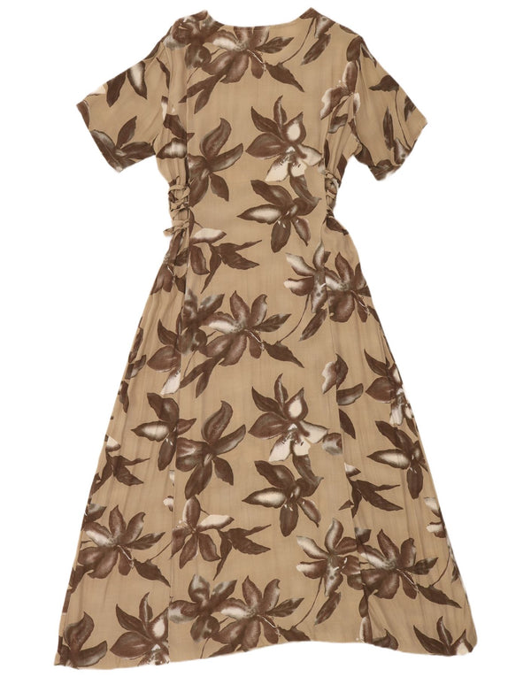 Silvia Bauer Damen Relaxed Fit Maxikleid IT 50 XL Beige Floral Bohemian