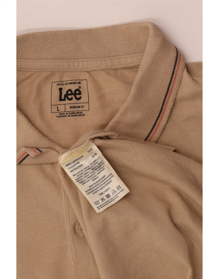 Lee Herren-Poloshirt in normaler Passform, groß, beige, gestreift, Baumwolle