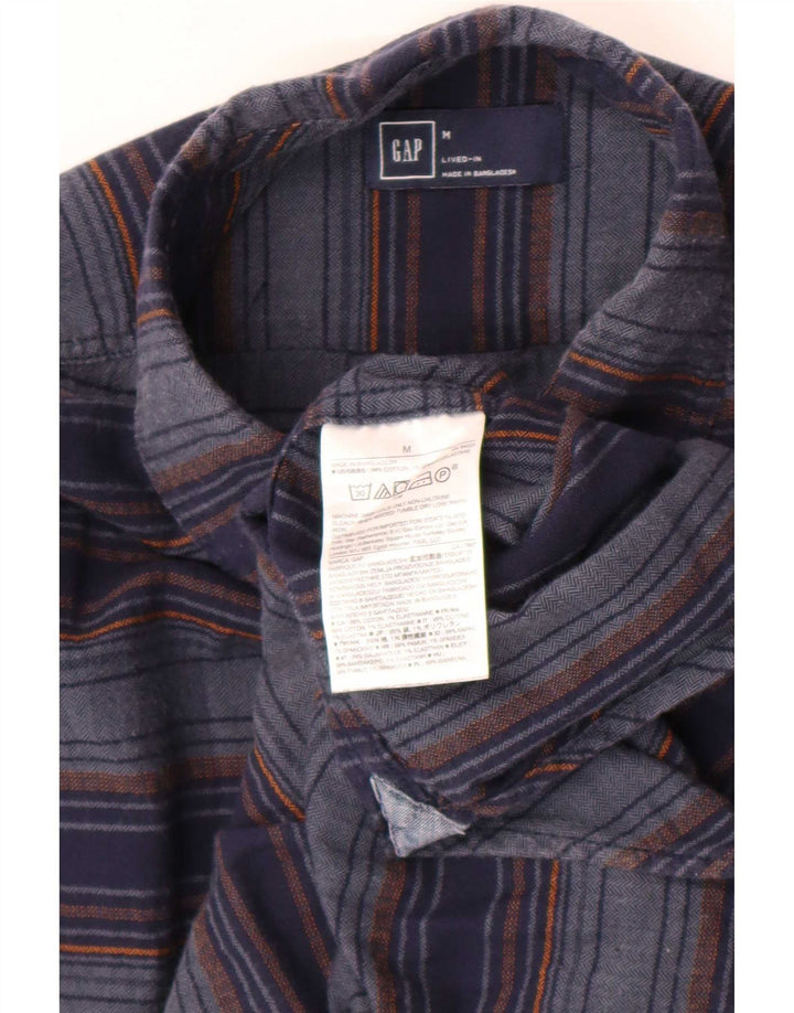 Gap Herren-Flanellhemd aus mittelblauer, gestreifter Baumwolle