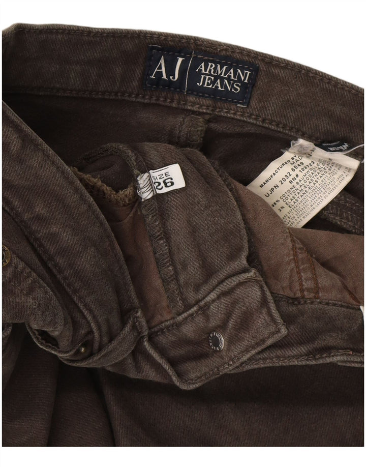 ARMANI Damen Straight Jeans W26 L29 Khaki Baumwolle