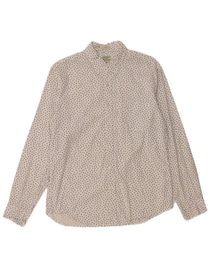 J. CREW Slim-Hemd für Herren, groß, aus weißer Baumwolle mit Blumenmuster