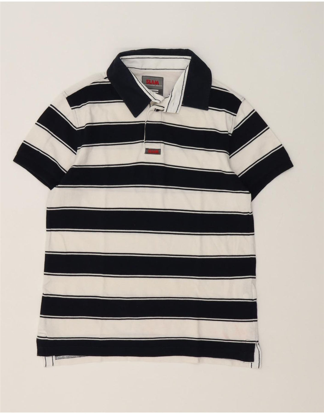 Slam Herren-Poloshirt, klein, weiß gestreift, Baumwolle