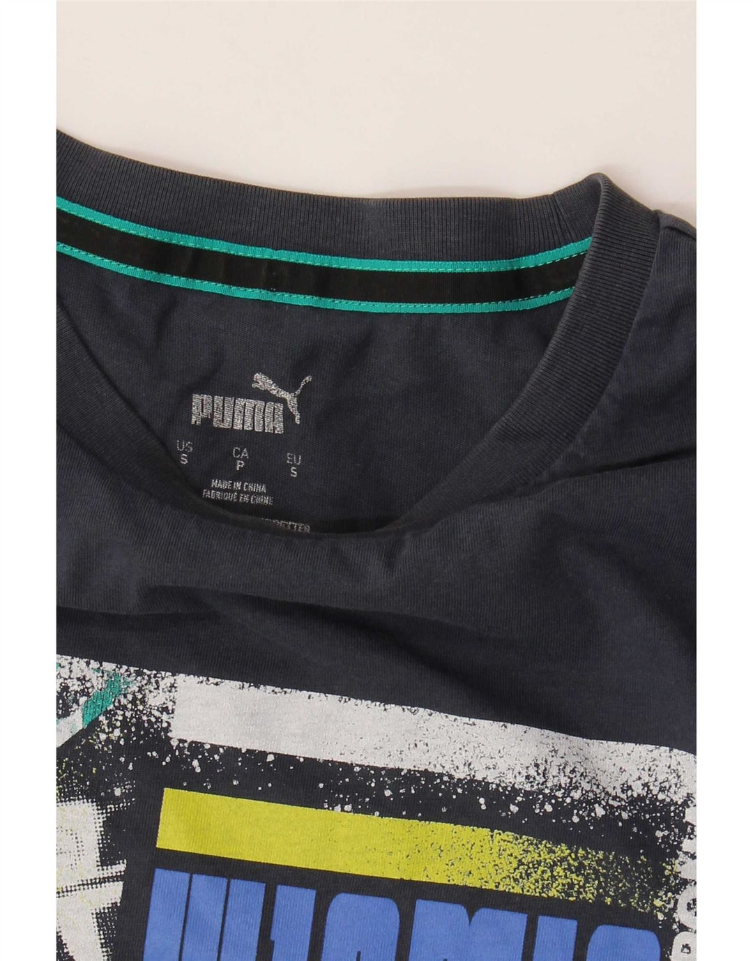 Puma Herren Grafik T-Shirt Top Small Marineblau Baumwolle