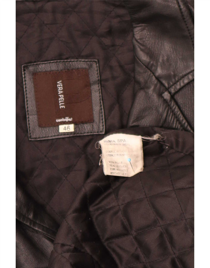 Conbipel Herren Ledermantel IT 46 Small Schwarz