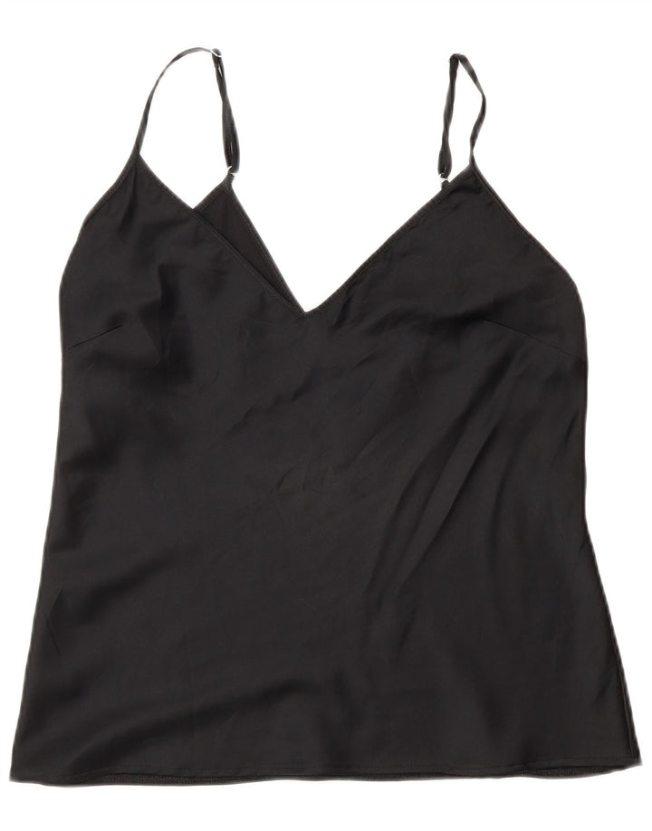 Zara Damen Cami Top UK 12 Medium Schwarz Polyester