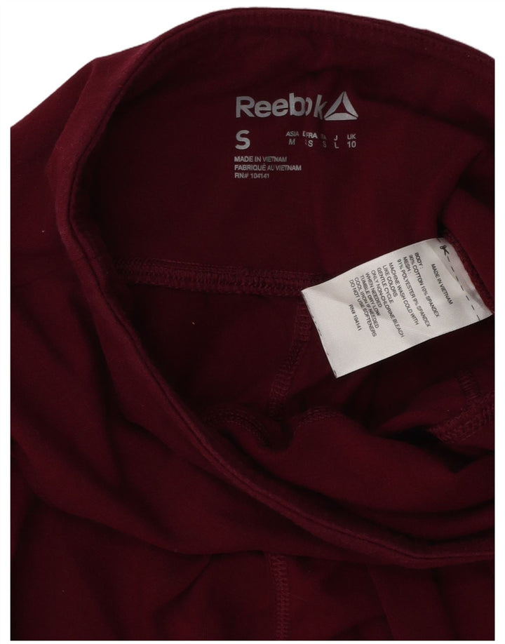 REEBOK Damen Crop Leggings UK 10 Small Burgund Baumwolle