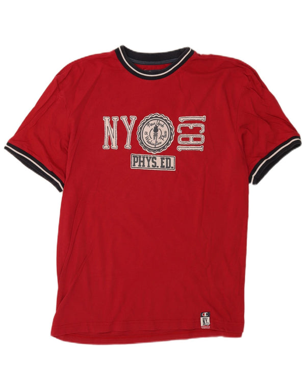 Champion Herren-T-Shirt mit Grafik, XL, Rot, Farbblock
