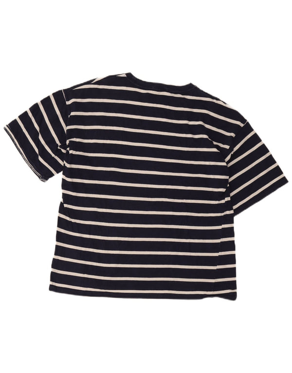 Zara Damen T-Shirt Top UK 18 XL Marineblau gestreift aus Baumwolle