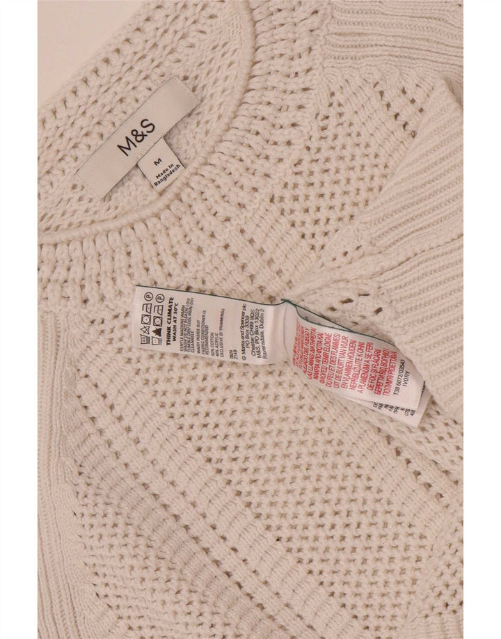 Marks & Spencer Damen Crop Pullover mit Rundhalsausschnitt, Gr. 14, Mittel, gebrochenes Weiß