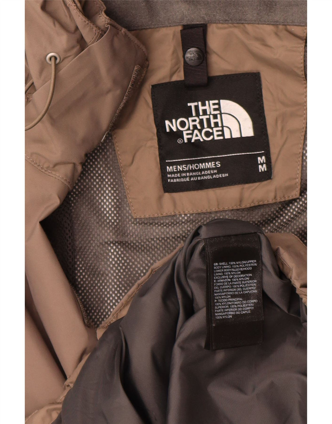 The North Face Herren-Regenjacke mit Kapuze, UK 38, mittelbeigefarbenes Nylon