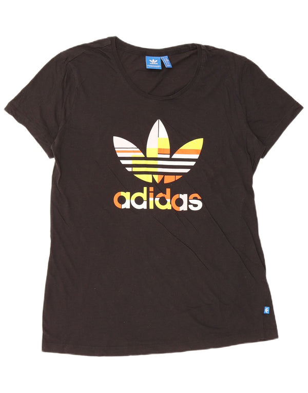 Adidas Damen Graphic T-Shirt Top UK 14 Large Schwarz