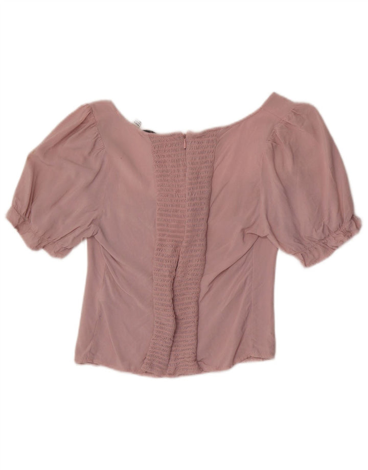 Jack Wills Damen Crop Bluse Top UK 12 Mittelrosa Viskose