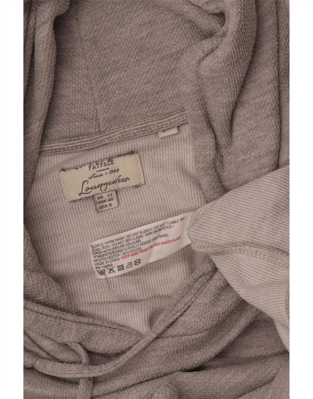 Fat Face Damen Kapuzenpullover UK 12 Mittelgraues Polyester