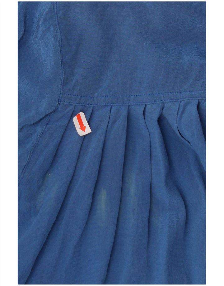 MAX MARA Damen Maxi-Hemdkleid mit kurzen Ärmeln, UK 12, Mittelblau