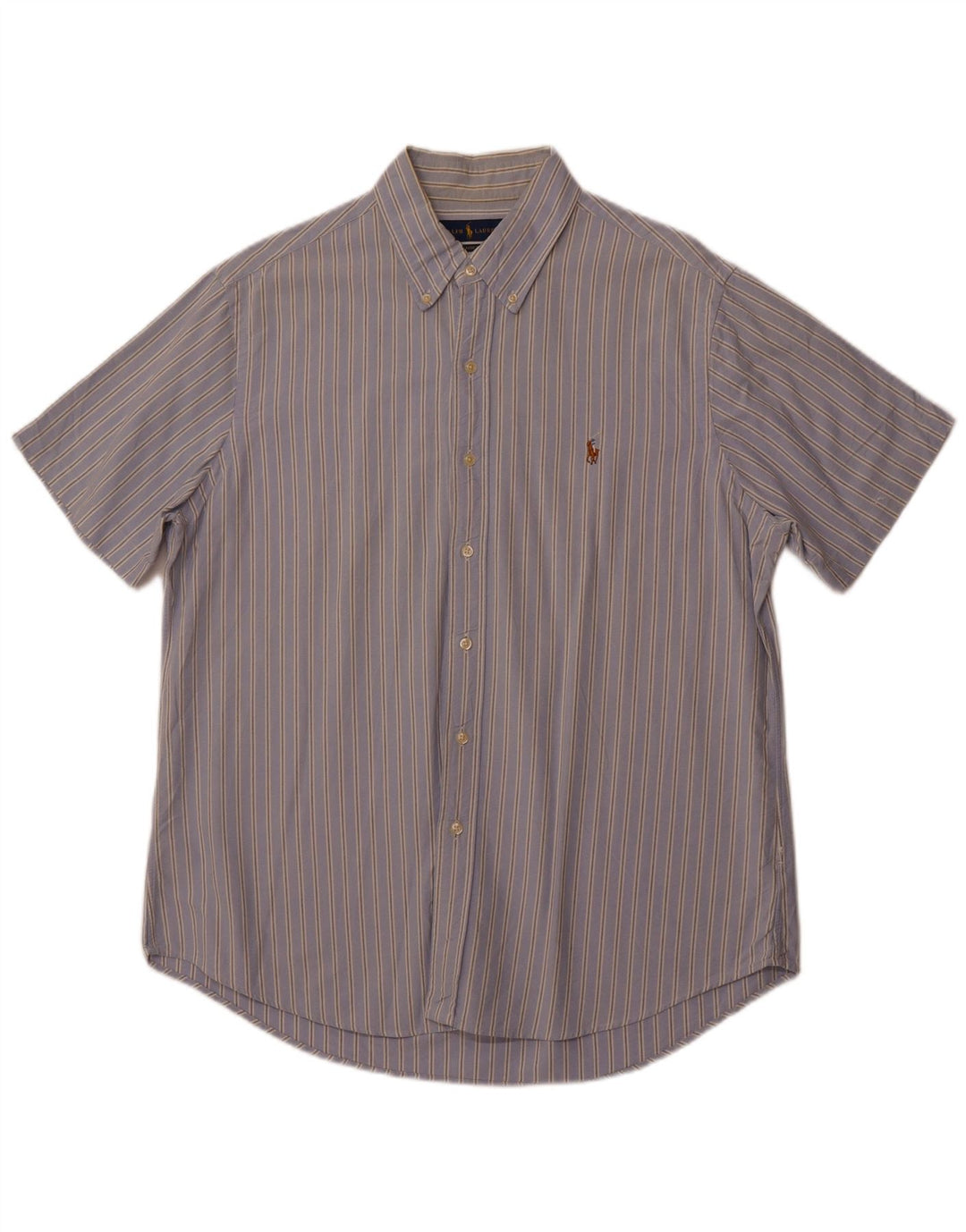 POLO RALPH LAUREN Herren Kurzarmhemd mit klassischer Passform, groß, blau gestreift