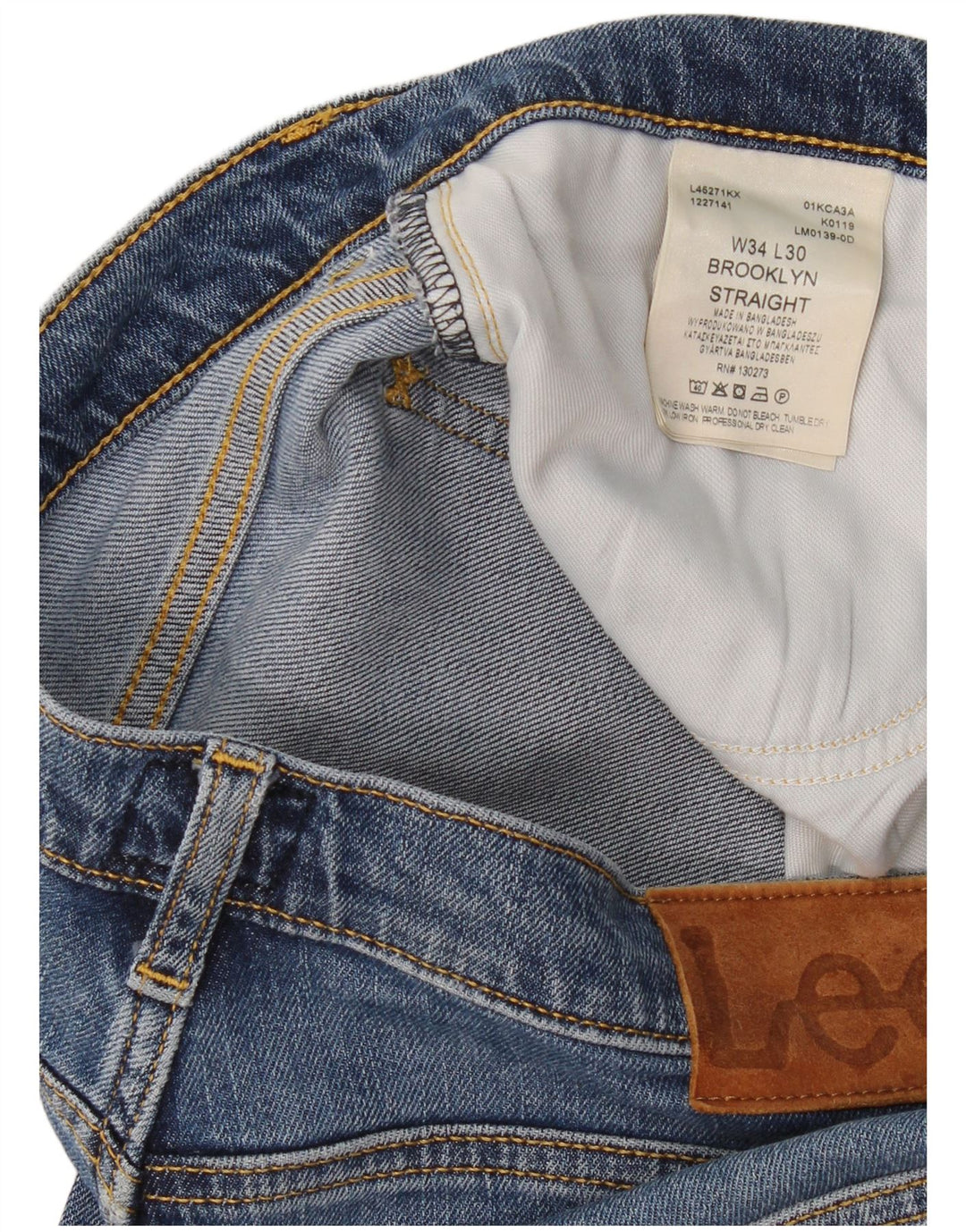 Lee Herren Brooklyn Straight Jeans W34 L30 Blaue Baumwolle