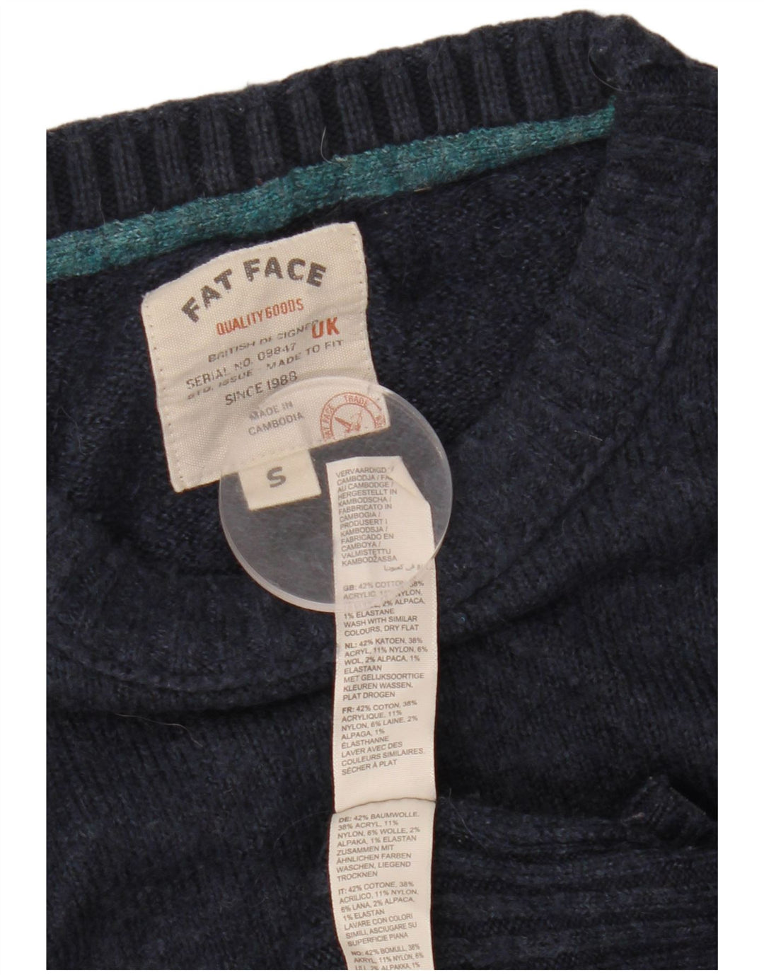 FAT FACE Damen-Pullover, übergroß, Rundhalsausschnitt, Gr. 10, Marineblau