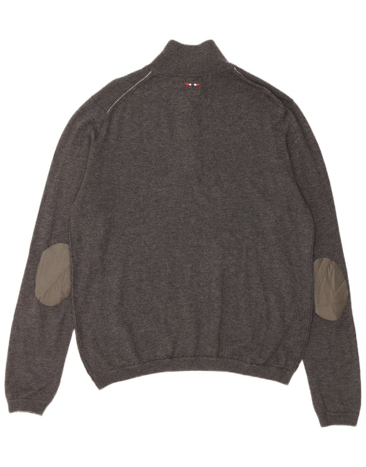 NAPAPIJRI Herren Geographic Pullover mit Reißverschluss am Hals, mittelgraue Merinowolle