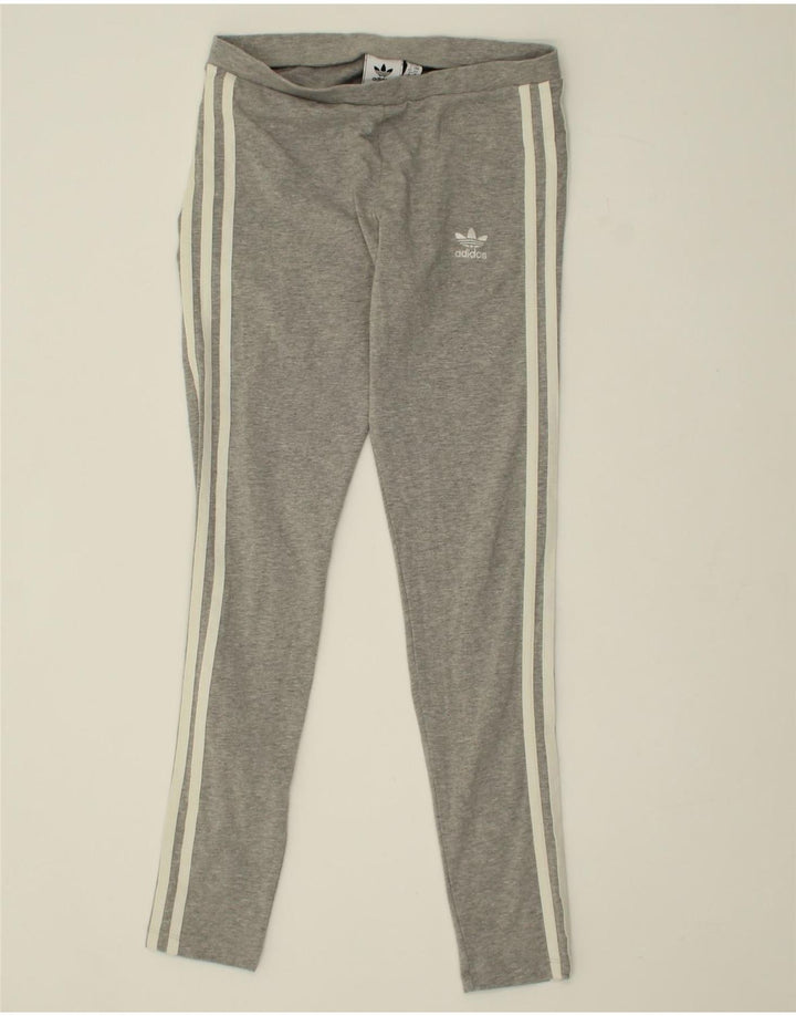 ADIDAS Womens Leggings UK 10 Small  Grey Flecked Cotton Vintage Adidas and Second-Hand Adidas from Messina Hembry 