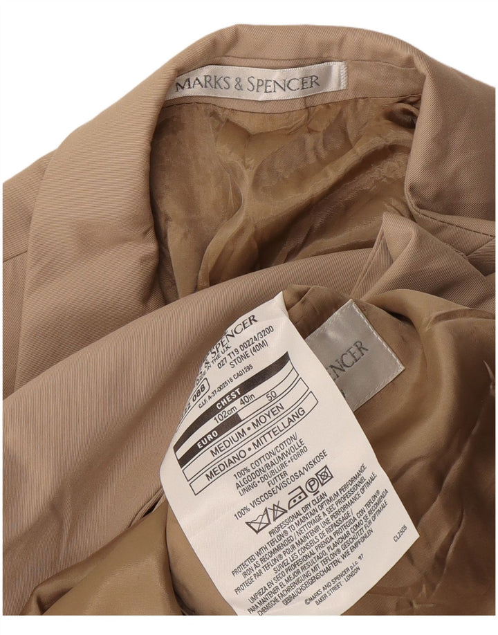 Marks & Spencer Herren-Blazer mit 2 Knöpfen, UK 40, mittelbeige Baumwolle