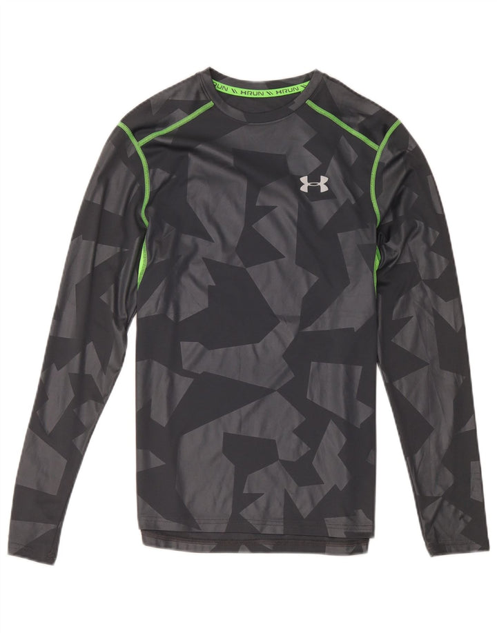 Under Armour Herren Heat Gear Top Langarm Kleines graues geometrisches Polyester
