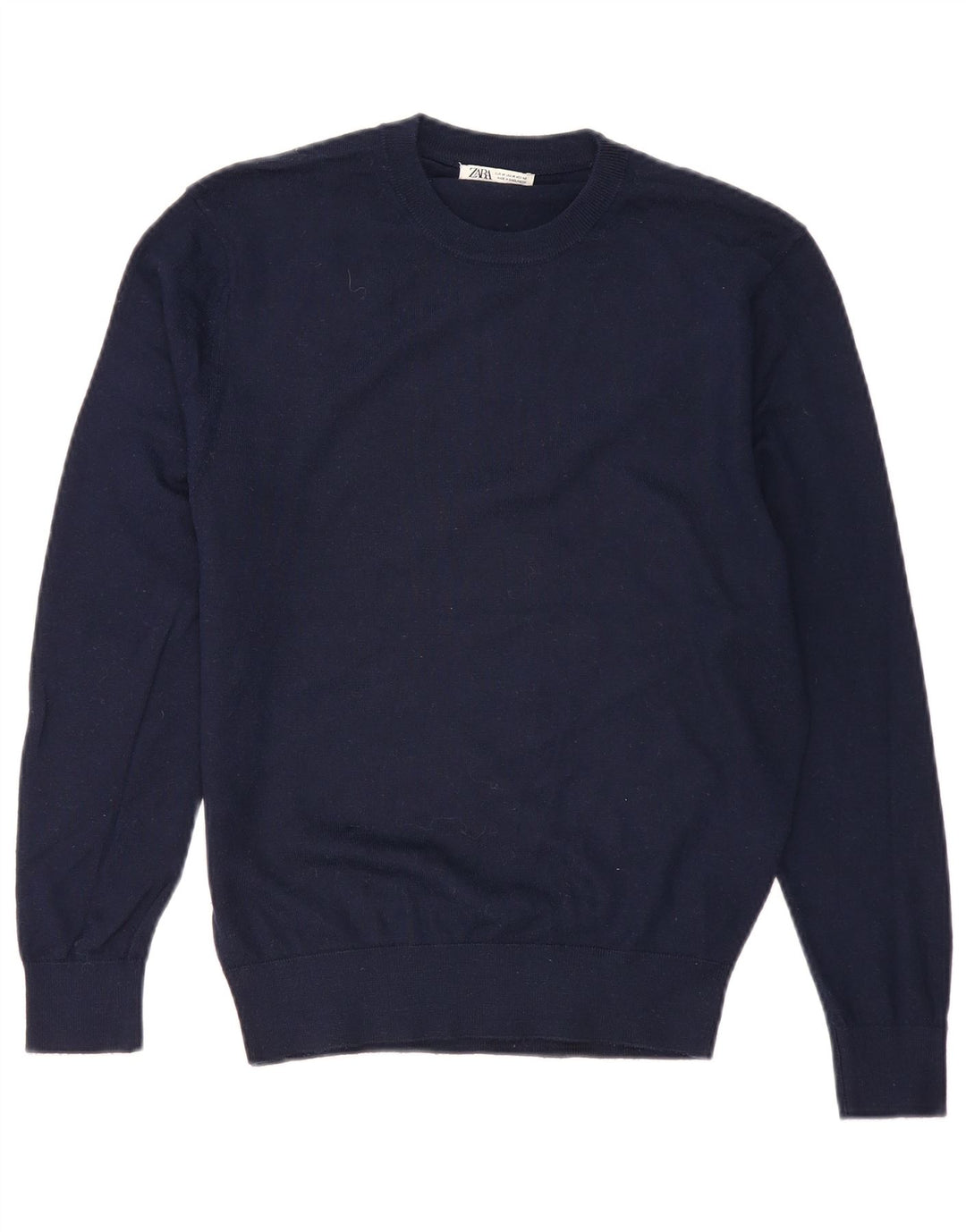 Zara Herren-Pullover mit Rundhalsausschnitt, Mittelblau, Acryl