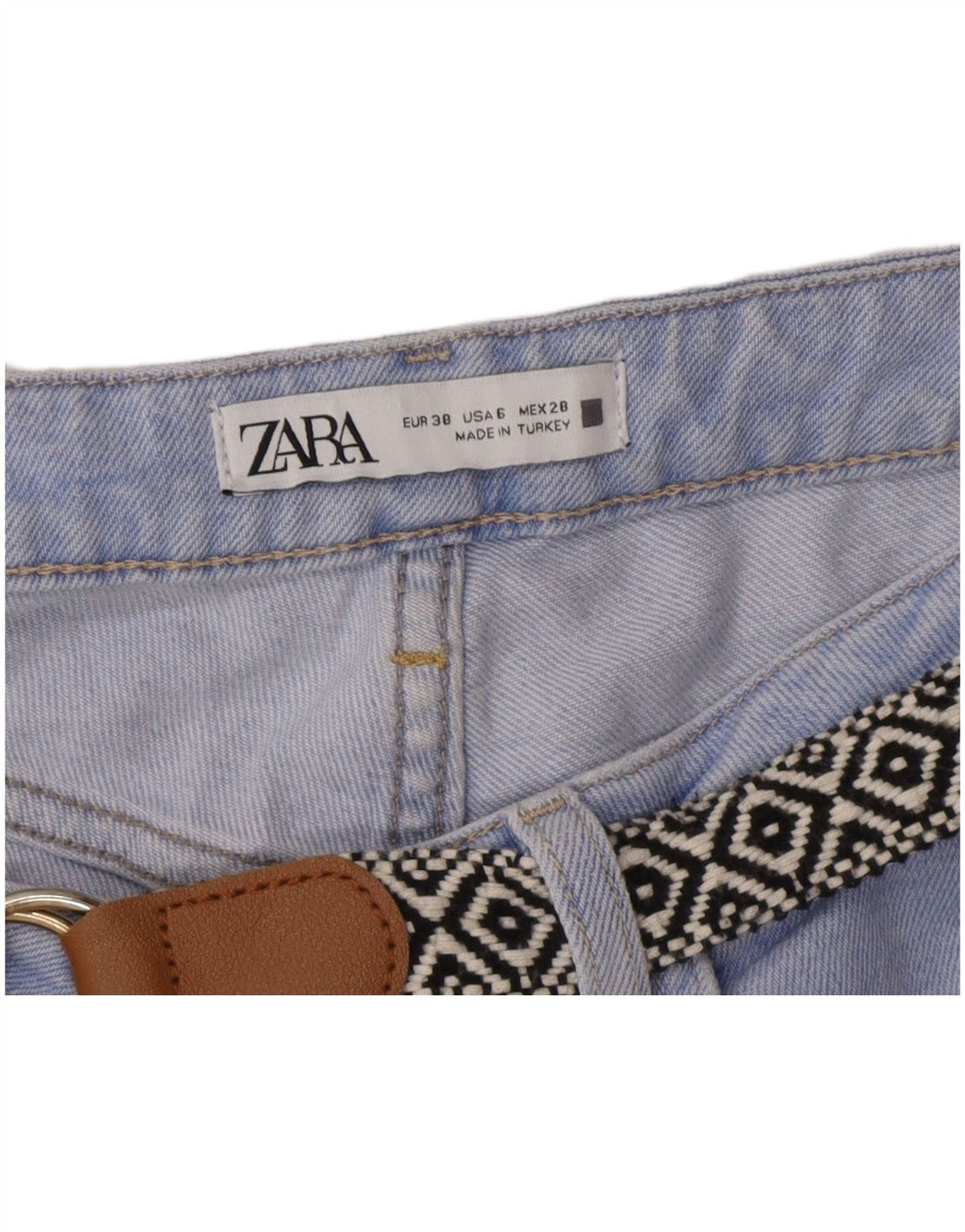 Zara Damen Distressed-Cropped-Jeans EU 38 Small W28 L24 Blaue Baumwolle