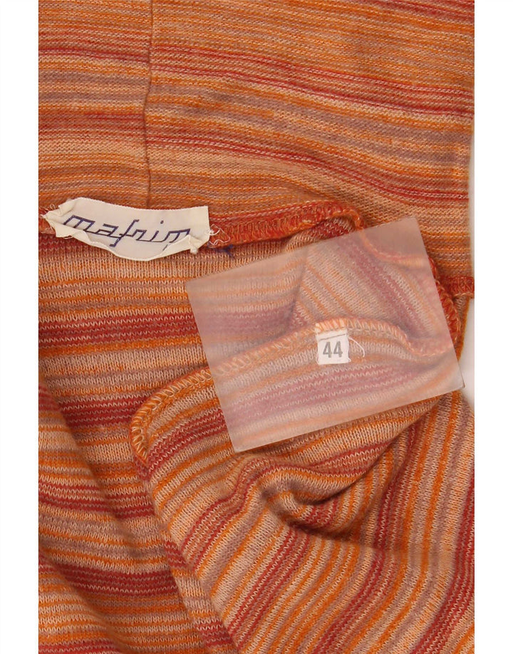 Vintage Damen Rollkragenpullover IT 44 Mittelorange gestreift