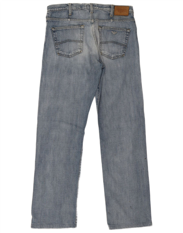 Armani Herren Straight Jeans W34 L31 Blaue Baumwolle