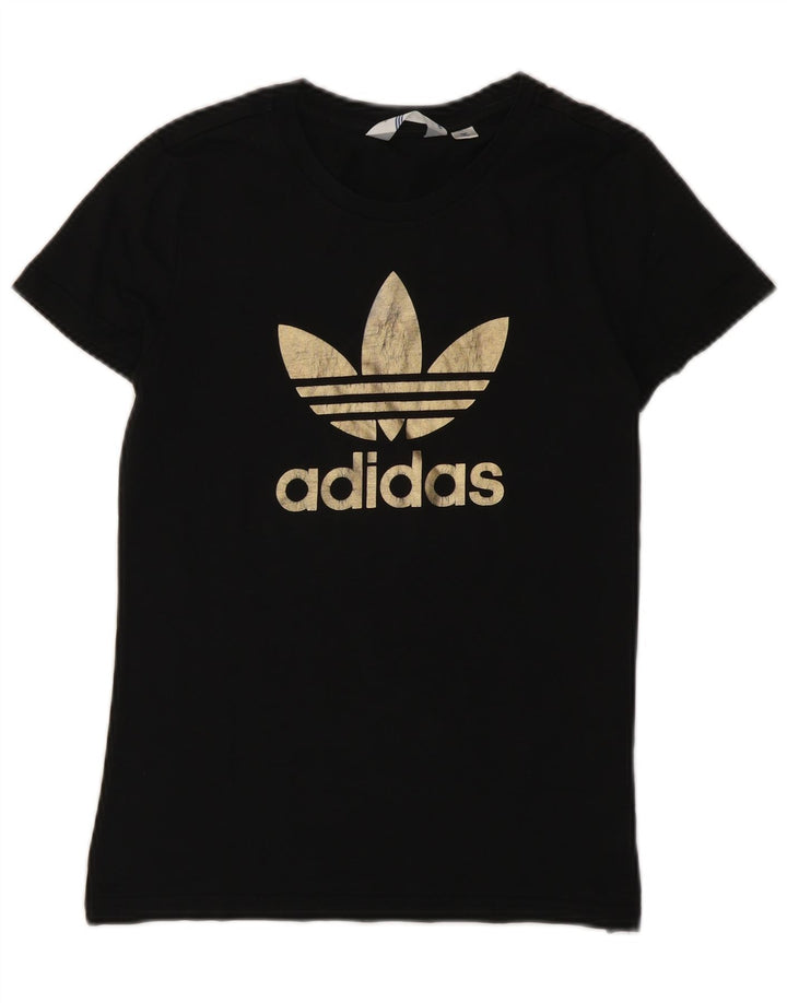 Adidas Damen Grafik T-Shirt Top IT 42 Medium Schwarz Baumwolle