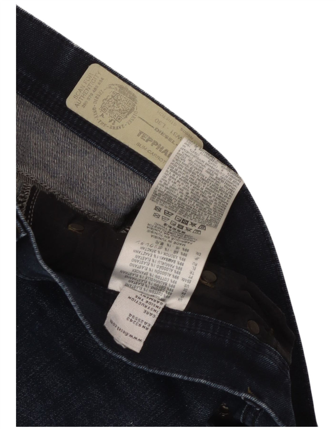 Diesel Herren Tepphar Carrot Slim Jeans W31 L30 Blaue Baumwolle