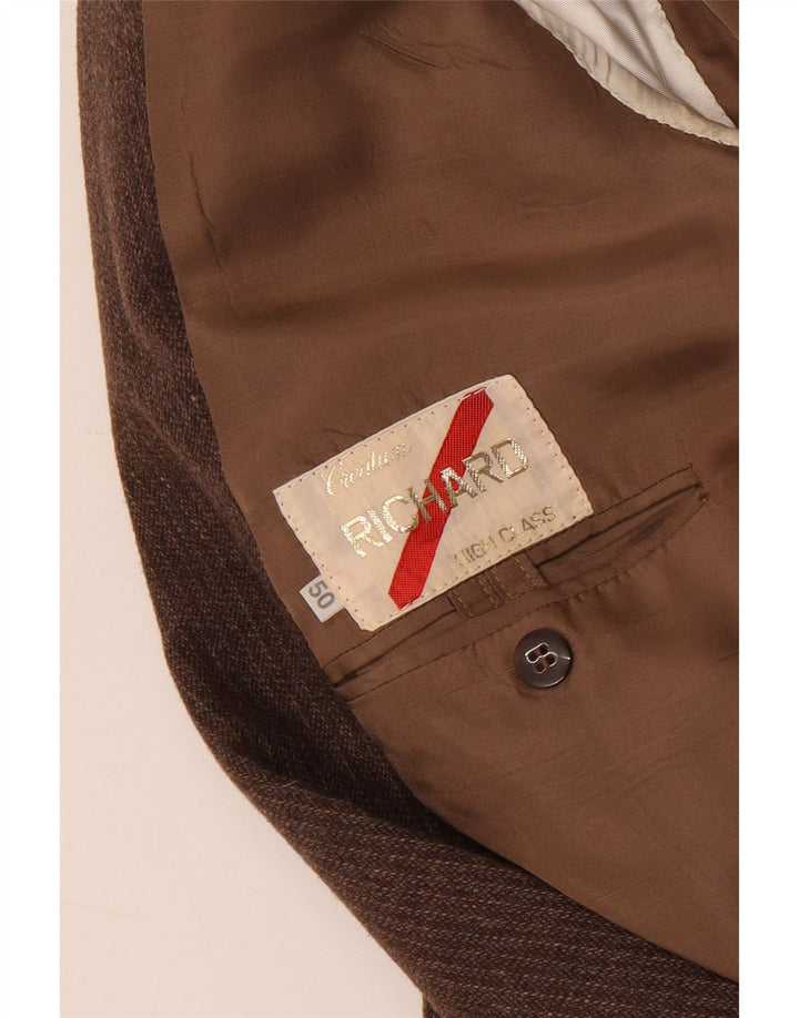 Vintage Herren 1 Knopf Blazer Jacke IT 50 Groß Braun