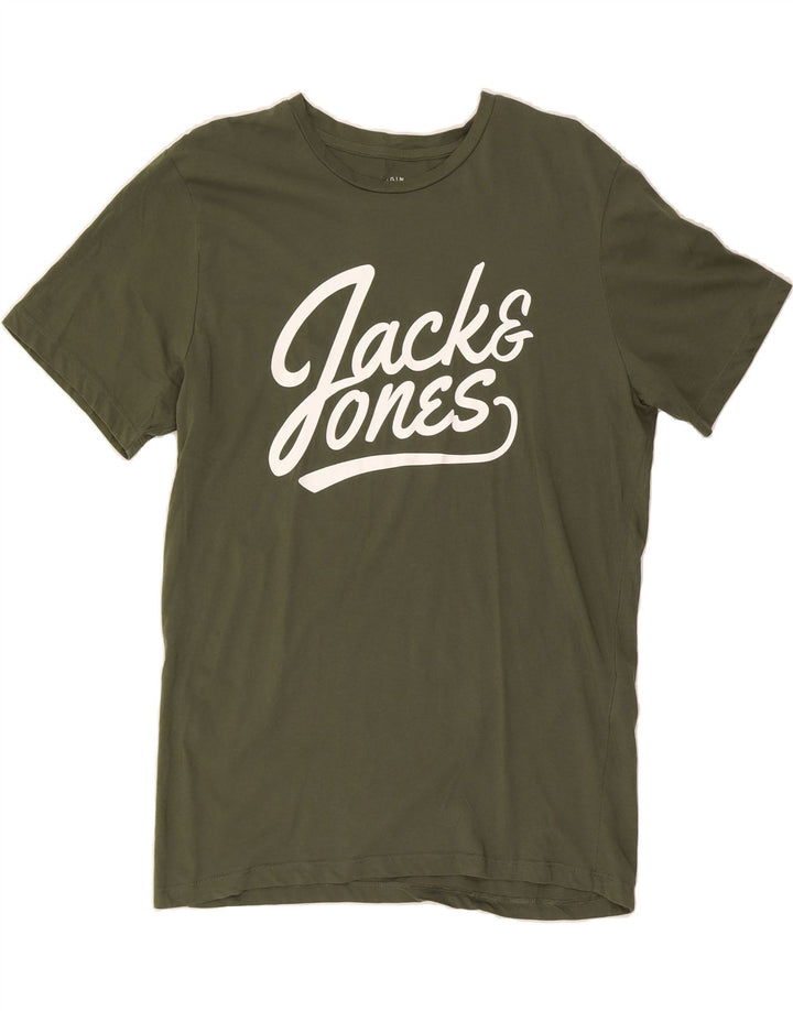 JACK & JONES Mens Graphic T-Shirt Top Medium Khaki Cotton Vintage Jack & Jones and Second-Hand Jack & Jones from Messina Hembry 
