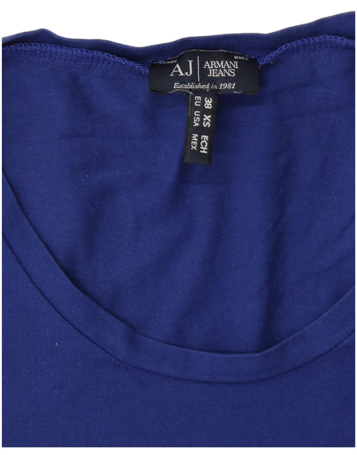 Armani Jeans Damen Grafik T-Shirt Top EU 38 Mittelblaue Baumwolle