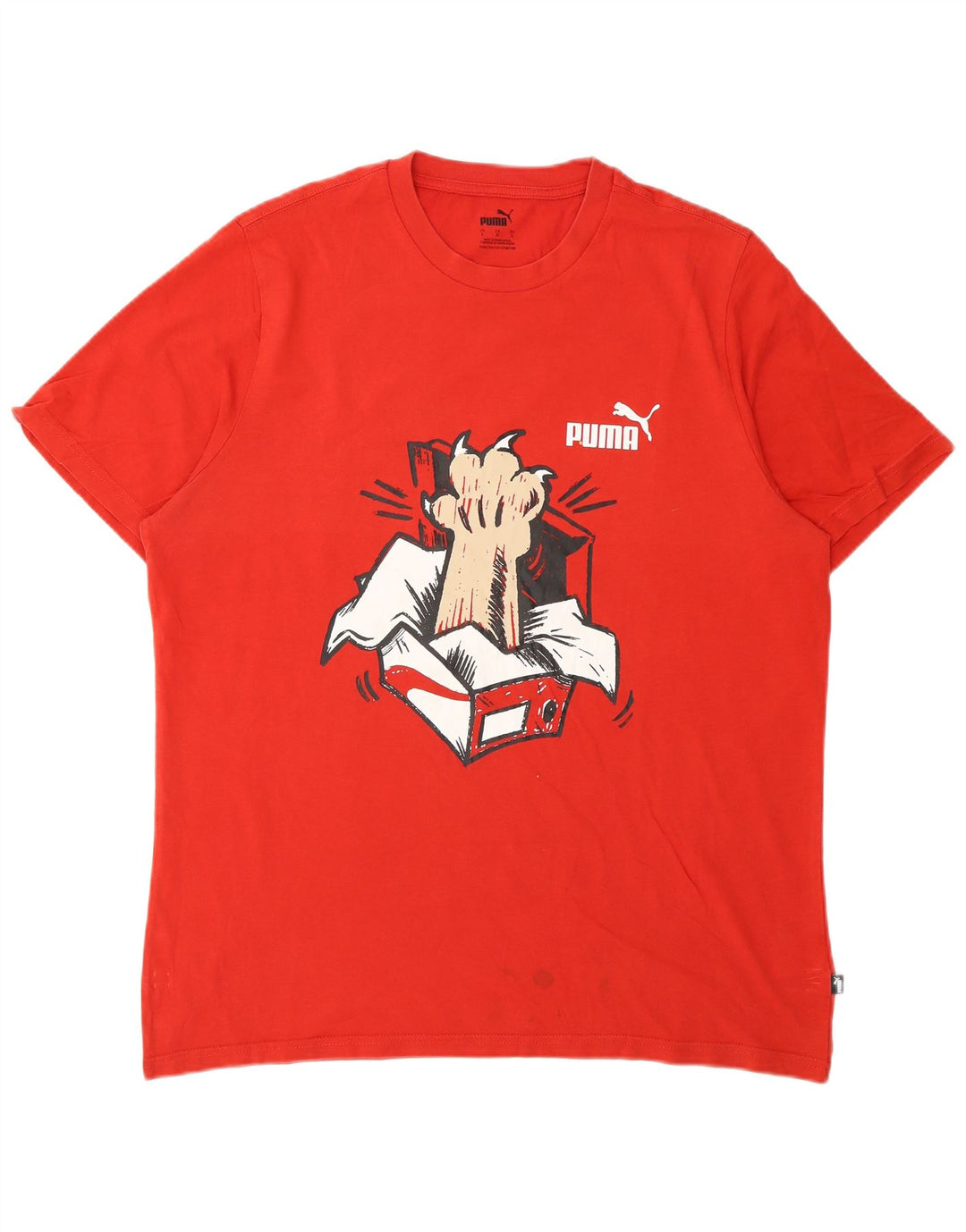 Puma Herren Grafik T-Shirt Top Große rote Baumwolle