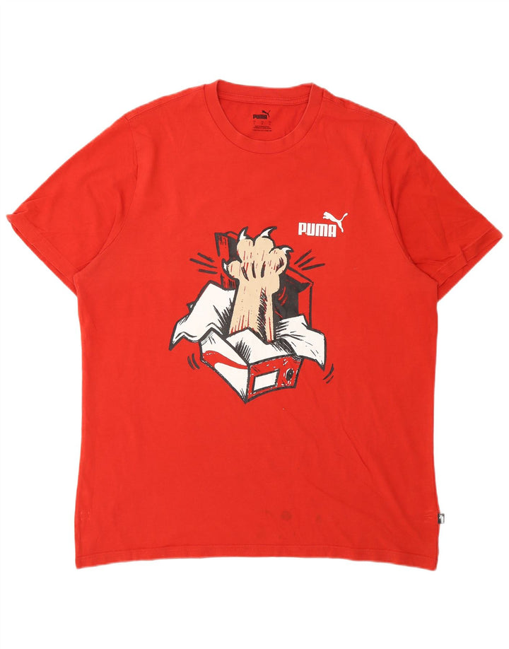 Puma Herren Grafik T-Shirt Top Große rote Baumwolle